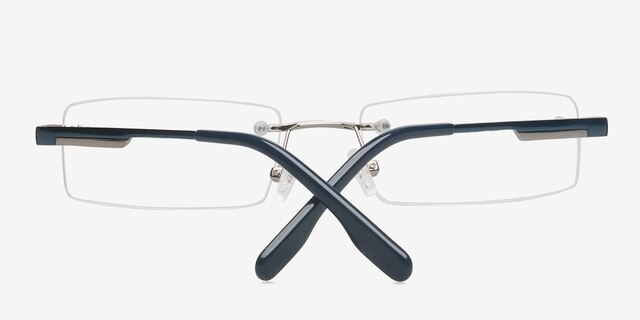 Alonzo Bleu MétalMontures de lunettes de vue d'EyeBuyDirect, Vue Rapprochée