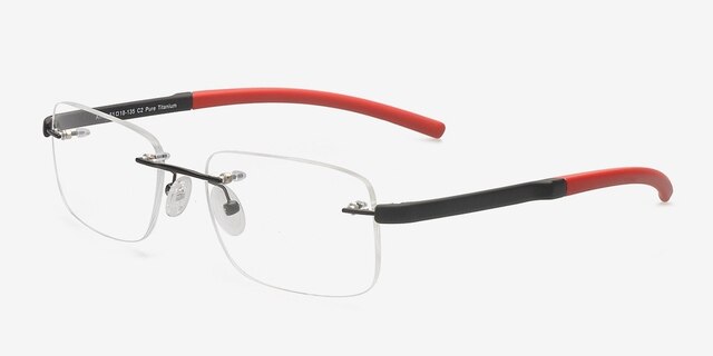 Amir Black TitaniumEyeglass Frames from EyeBuyDirect, Angle View