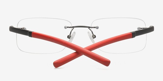Amir Black TitaniumEyeglass Frames from EyeBuyDirect, Closed View