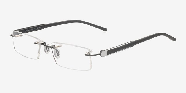 Alonso Noir MétalMontures de lunettes de vue d'EyeBuyDirect, Vue d'Angle