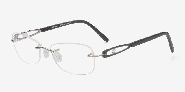 Cecil Silver TitaniumEyeglass Frames from EyeBuyDirect, Angle View