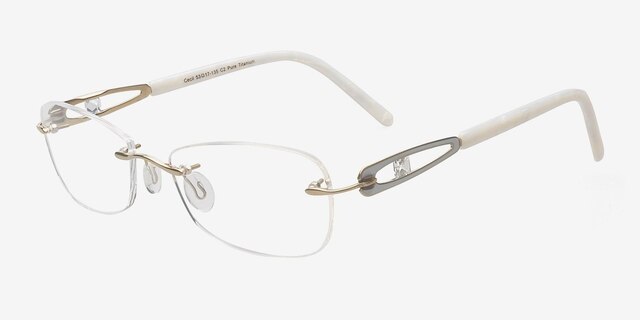 Cecil Golden TitaniumEyeglass Frames from EyeBuyDirect, Angle View