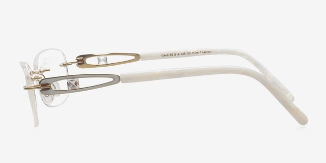 Cecil Golden TitaniumEyeglass Frames from EyeBuyDirect, Side View