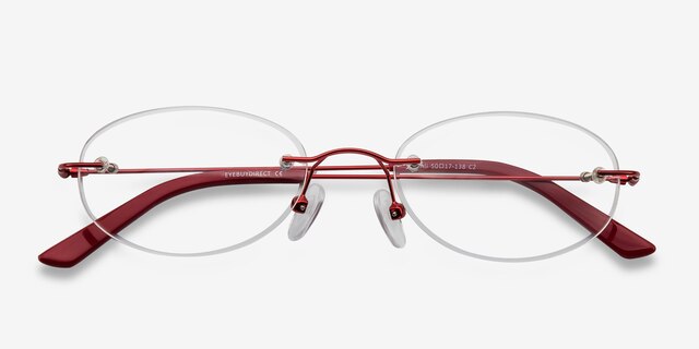 Ali Red MetalEyeglass Frames from EyeBuyDirect, Closed View