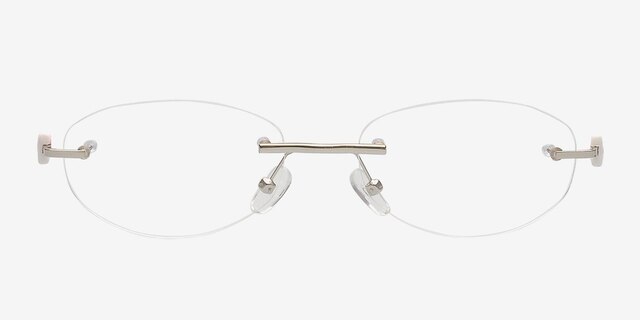Kenai02 Silver MetalEyeglass Frames from EyeBuyDirect, Front View