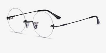 Progressive Transitions Eyeglasses Online with Large Fit, Round, Rimless Metal Design — Palo Alto in Silver/black/bronze by Eyebuydirect - Lenses