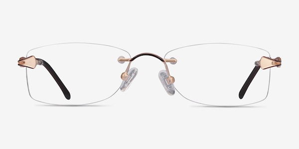 Rivet Golden/Brown Metal Eyeglass Frames