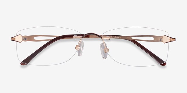 Rivet Golden & Brown MétalMontures de lunettes de vue d'EyeBuyDirect, Vue Rapprochée