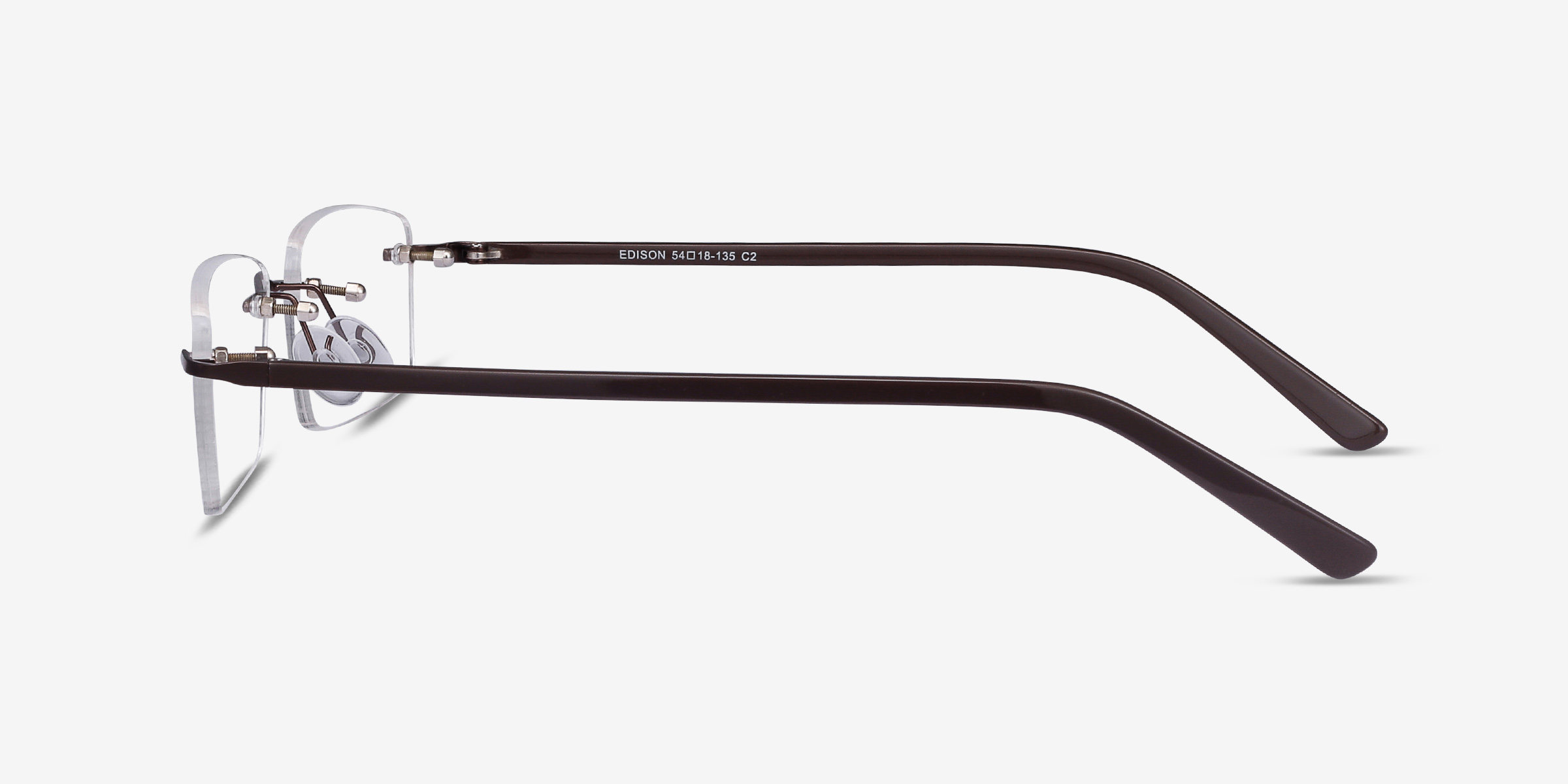 Edison Rectangle Brown Rimless Eyeglasses | Eyebuydirect