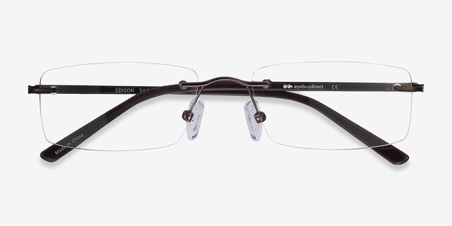 Edison Brun MétalMontures de lunettes de vue d'EyeBuyDirect, Vue Rapprochée