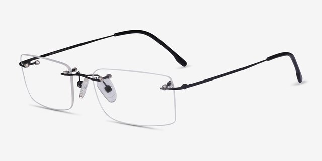 Woodrow Black MetalEyeglass Frames from EyeBuyDirect, Angle View