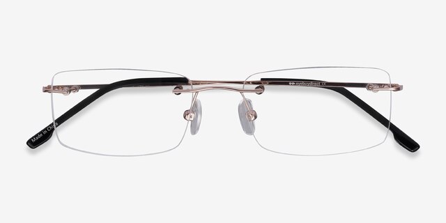 Woodrow Golden MétalMontures de lunettes de vue d'EyeBuyDirect, Vue Rapprochée