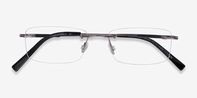 Dimension Gunmetal Titanium Montures de lunettes de vue d'EyeBuyDirect, Vue Rapprochée