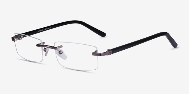Whistle Gunmetal MetalEyeglass Frames from EyeBuyDirect, Angle View