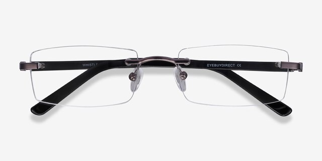 Whistle Gunmetal MetalEyeglass Frames from EyeBuyDirect, Closed View
