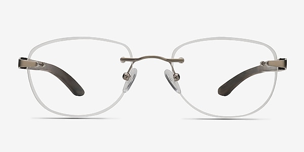 Potential Silver Brown Wood-texture Eyeglass Frames