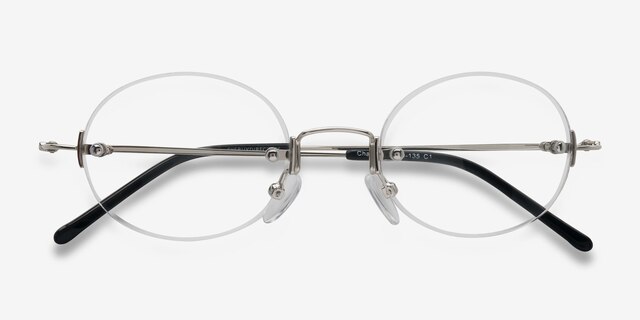 Charm Argenté MétalMontures de lunettes de vue d'EyeBuyDirect, Vue Rapprochée