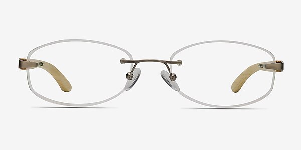 Duel Silver Yellow Wood-texture Eyeglass Frames