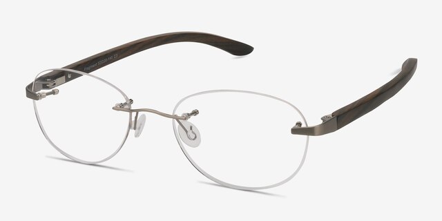 Fragment Silver Brown Wood-textureEyeglass Frames from EyeBuyDirect, Angle View
