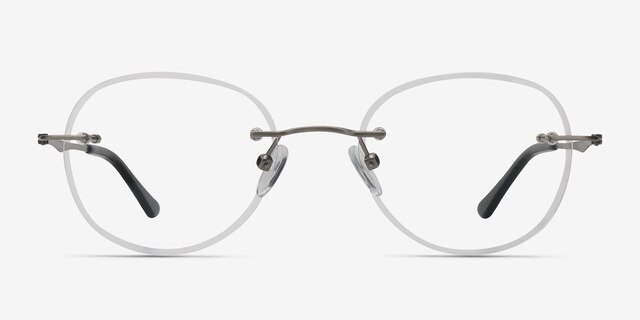 Fuse Silver MetalEyeglass Frames from EyeBuyDirect, Front View