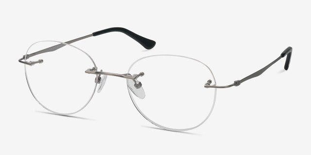 Fuse Silver MetalEyeglass Frames from EyeBuyDirect, Angle View