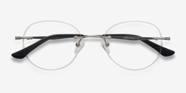 Fuse Silver MetalEyeglass Frames from EyeBuyDirect, Closed View