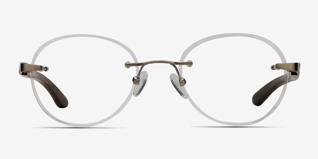 Fuse Matte Silver Wood-textureEyeglass Frames from EyeBuyDirect, Front View