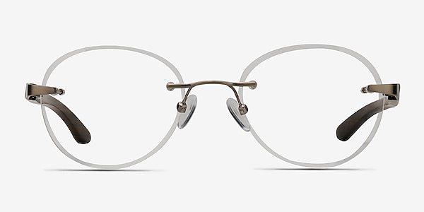 Fuse Matte Silver Wood-texture Eyeglass Frames