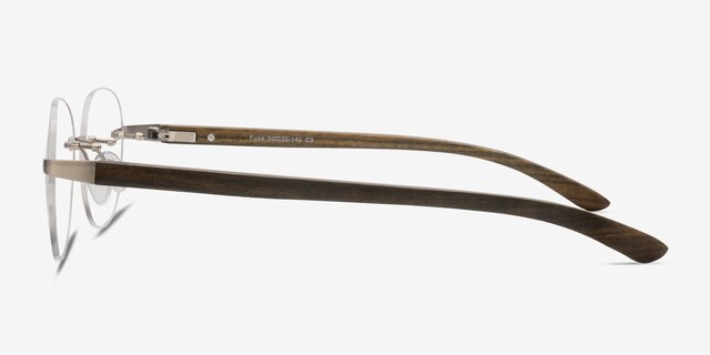 Fuse Matte Silver Wood-textureEyeglass Frames from EyeBuyDirect, Side View