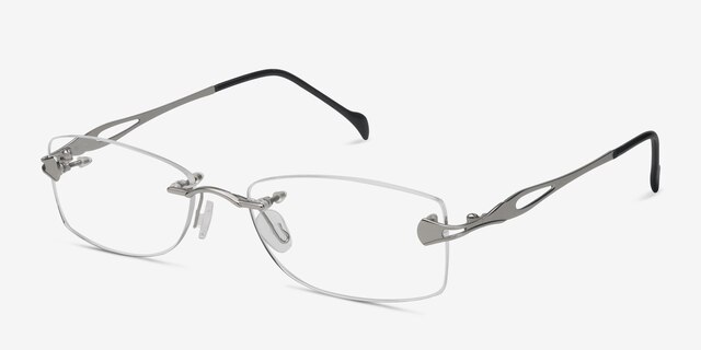 Rivet Silver MetalEyeglass Frames from EyeBuyDirect, Angle View