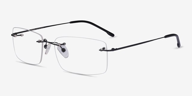 Woodrow Black MetalEyeglass Frames from EyeBuyDirect, Angle View