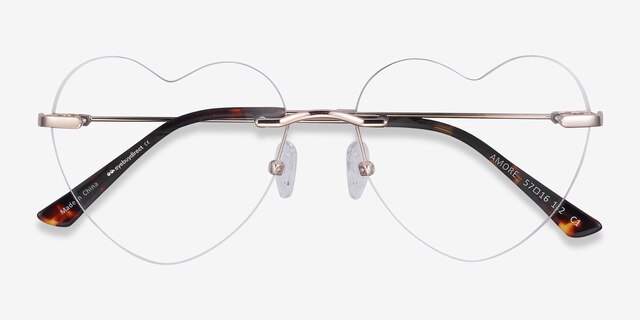 Amore Doré MétalMontures de lunettes de vue d'EyeBuyDirect, Vue Rapprochée