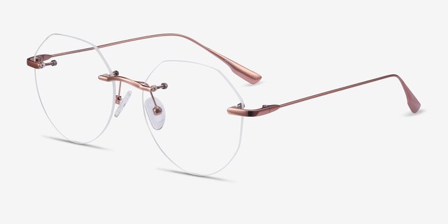 Sahar Rose Gold MetalEyeglass Frames from EyeBuyDirect, Angle View