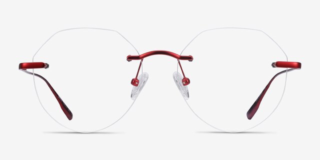 Sahar Red MetalEyeglass Frames from EyeBuyDirect, Front View