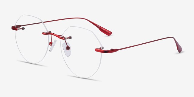 Sahar Red MetalEyeglass Frames from EyeBuyDirect, Angle View