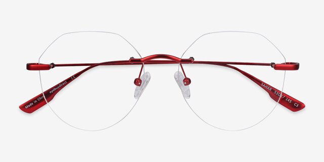 Sahar Red MetalEyeglass Frames from EyeBuyDirect, Closed View