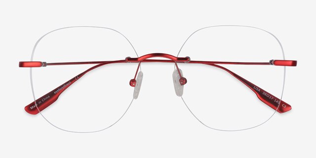 Lisa Red MetalEyeglass Frames from EyeBuyDirect, Closed View