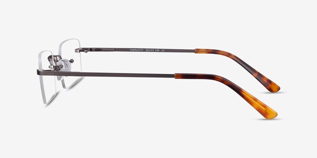 Simplicity Gunmetal MetalEyeglass Frames from EyeBuyDirect, Side View