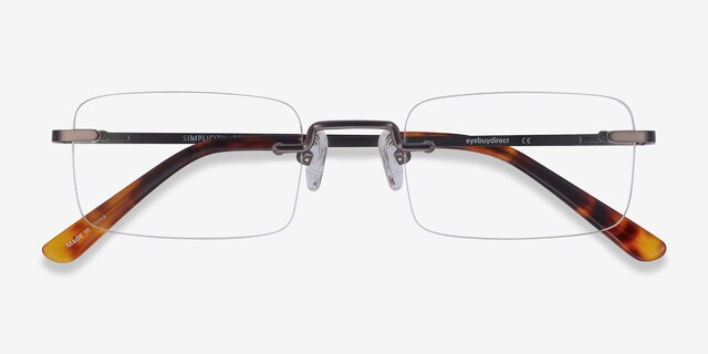 Simplicity Gunmetal MetalEyeglass Frames from EyeBuyDirect, Closed View