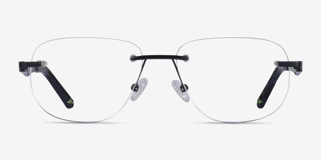 Reactor Black MetalEyeglass Frames from EyeBuyDirect, Front View