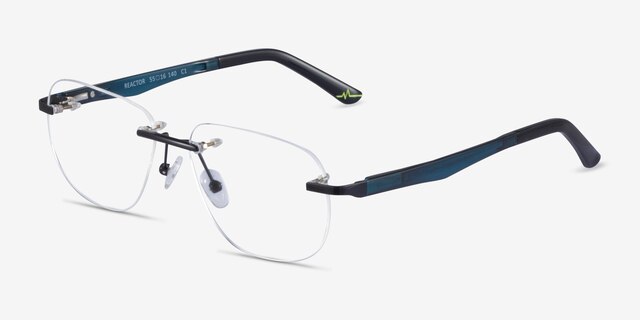 Reactor Black MetalEyeglass Frames from EyeBuyDirect, Angle View