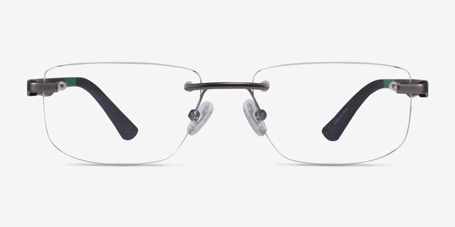 Turbine Matte Gunmetal MetalEyeglass Frames from EyeBuyDirect, Front View