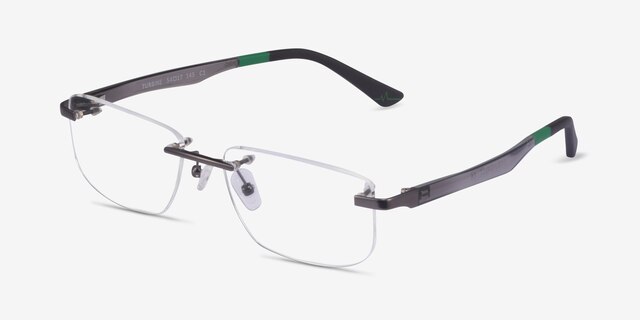 Turbine Matte Gunmetal MetalEyeglass Frames from EyeBuyDirect, Angle View