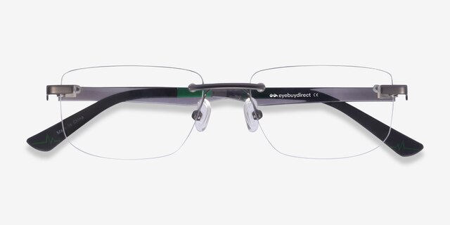 Turbine Matte Gunmetal MetalEyeglass Frames from EyeBuyDirect, Closed View