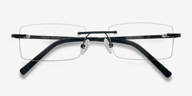 Evasive Noir MétalMontures de lunettes de vue d'EyeBuyDirect, Vue Rapprochée