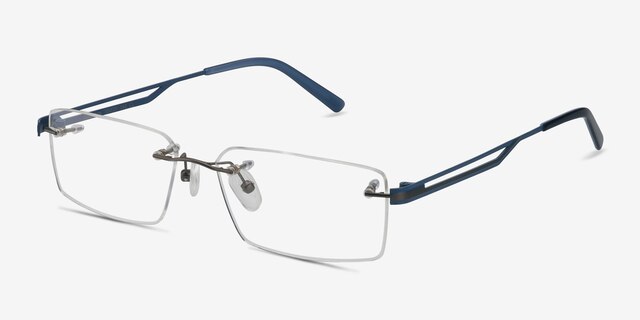 Quantum Gunmetal MétalMontures de lunettes de vue d'EyeBuyDirect, Vue d'Angle