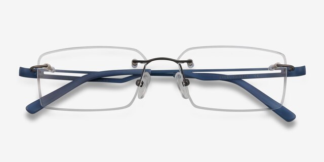 Quantum Gunmetal MétalMontures de lunettes de vue d'EyeBuyDirect, Vue Rapprochée