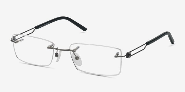 Jeremiah Gunmetal MetalEyeglass Frames from EyeBuyDirect, Angle View