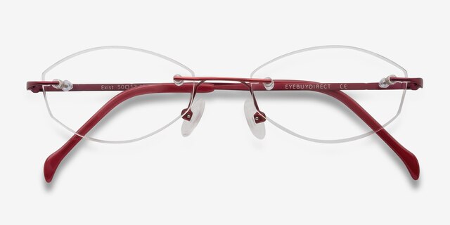 Exist Rouge MétalMontures de lunettes de vue d'EyeBuyDirect, Vue Rapprochée