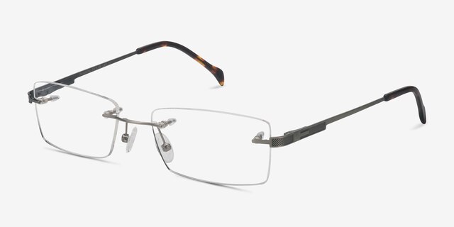 Pyramids Silver MetalEyeglass Frames from EyeBuyDirect, Angle View